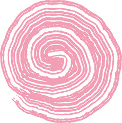 Abstract pink spiral is swirling in flat design with concentric strokes, transparent background