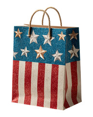 Obraz premium 4th july patriotic shopping bag. American flag inspired design. USA American Holiday Sale Gift Bag