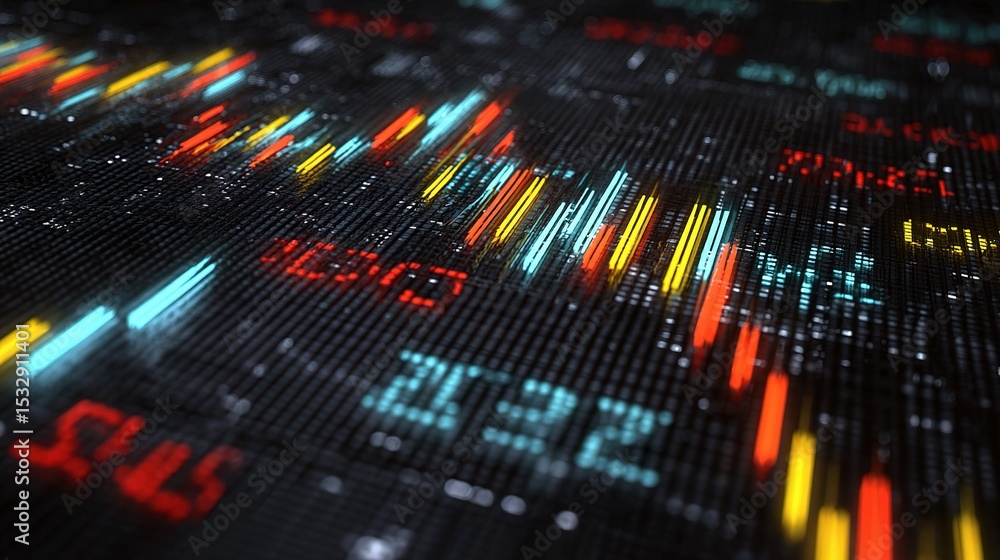 Aufkleber glowing 3d financial graph background with luminescent elements