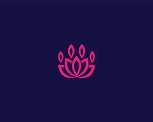 A flower line logo. Universal beauty salon spa boutique logotype. Lotus garden vector sign. Creative people logo.