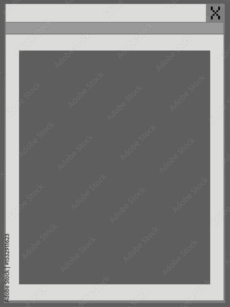 Poster stylized app window is showing blank frame, input field, close icon, flat, transparent background