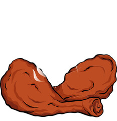 Drumstick and thigh pieces are steaming with steam swirls in flat design on transparent background
