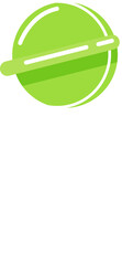Green circular lollipop candy is floating on transparent background in flat design illustration
