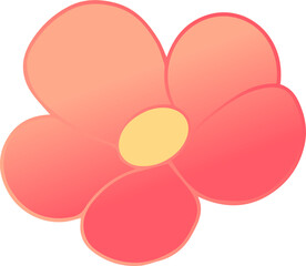 Flat flower is showing coral-peach gradient petals circling pale yellow center, transparent bg