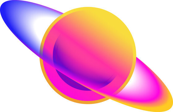 Naklejki Gradient ringed planet is floating in flat design with concentric rings on transparent background