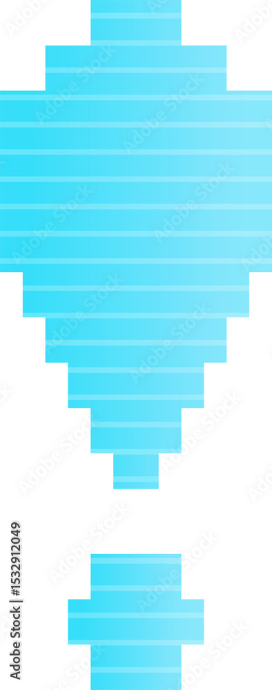 Poster turquoise pixel-art shapes floating on transparent canvas forming lozenge and t-shape, copy space