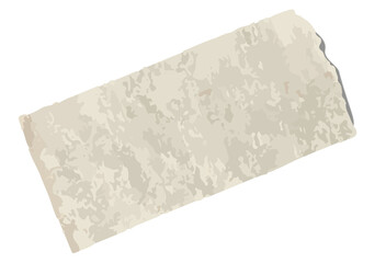 Beige torn paper piece revealing aged texture, irregular edges in flat on transparent background