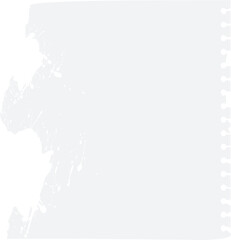 Notebook page is showing torn spiral-edge, transparent background, teal splatter, holes, flat style