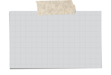 Sheet of grid paper is floating in flat design with masking tape on transparent background
