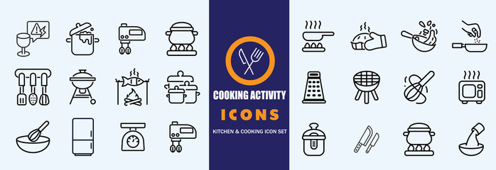 Handdrawn Kitchen Utensil icon set Web