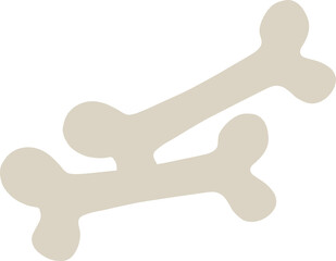 Pair of stylized bone shapes are overlapping diagonally on transparent background, flat design