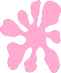 Abstract pink splatter shape is radiating rounded lobes in flat style on transparent background
