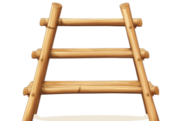 A rustic bamboo ladder crafted with care beckons towards new adventures promising progress and on transparent background