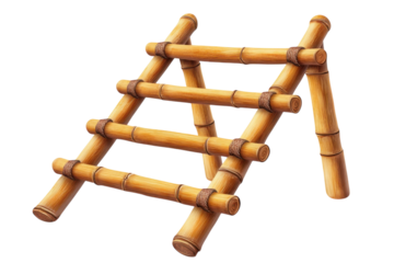 A rustic bamboo ladder symbolizes growth and reaching new heights perfect for eco friendly on transparent background
