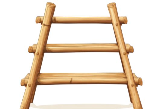 A rustic bamboo ladder crafted with care beckons towards new adventures promising progress and on transparent background