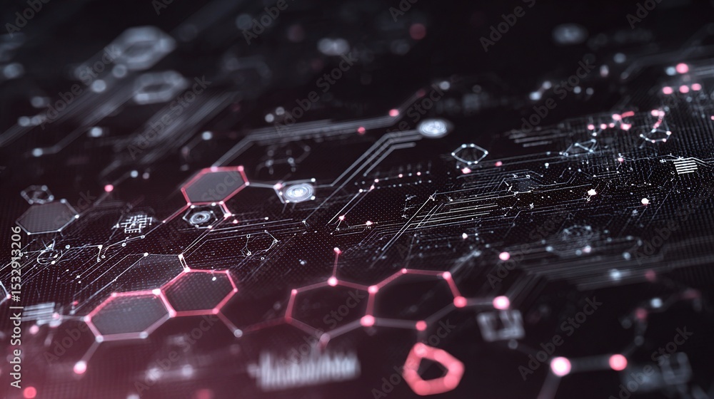 Poster abstract technical background with circuit grid and futuristic motif