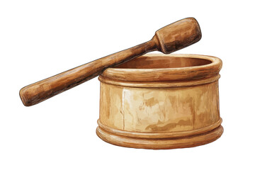 A rustic wooden mortar and pestle tools of ancient culinary secrets steeped in tradition and on transparent background