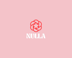 A star logo in negative space. Creative flower shutter icon. Award symbol. Creative leader success vector sign.