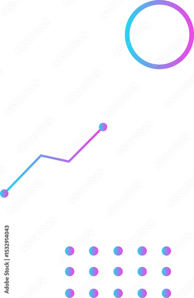Poster abstract charts are floating on flat design clear background with gradient ring zigzag nodes dots