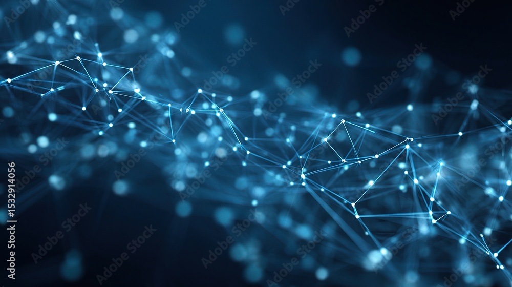 Aufkleber blue abstract digital grid background with connections and nodes