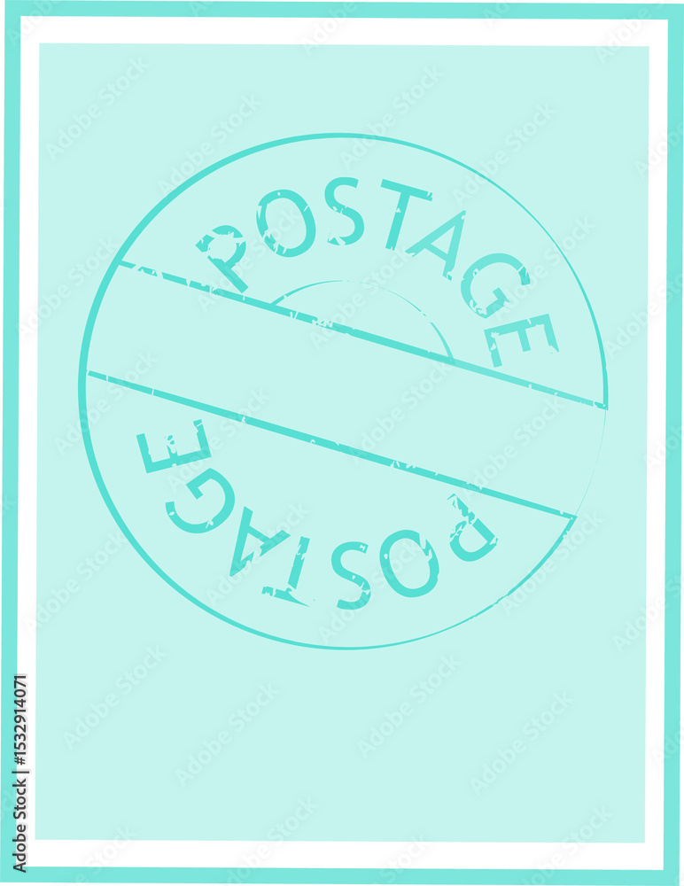 Poster turquoise rectangle is showing with thick dark gray border on transparent canvas, flat design
