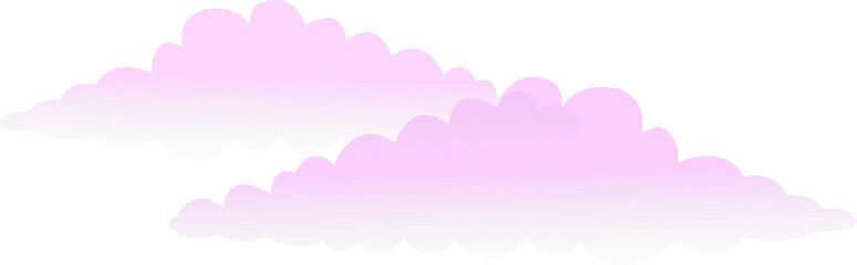 Two overlapping gradient clouds are floating horizontally on transparent background, flat design