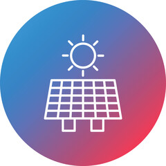 Solar Panel Line Gradient Circle Background Icon