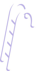 Vector two-rail ladder is floating on clear backdrop with purple tint, curved hooks, five rungs