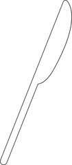 Butter knife outline is lying diagonally in flat design, with transparent background