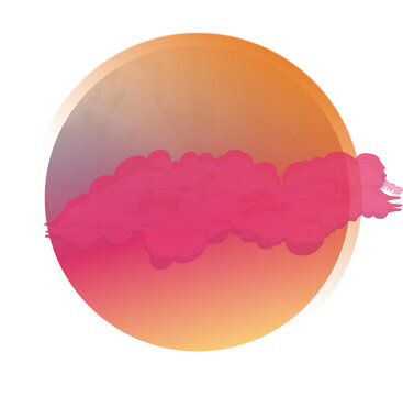 Naklejki Abstract flat design is showing gradient sun with magenta stroke and rings on transparent backdrop