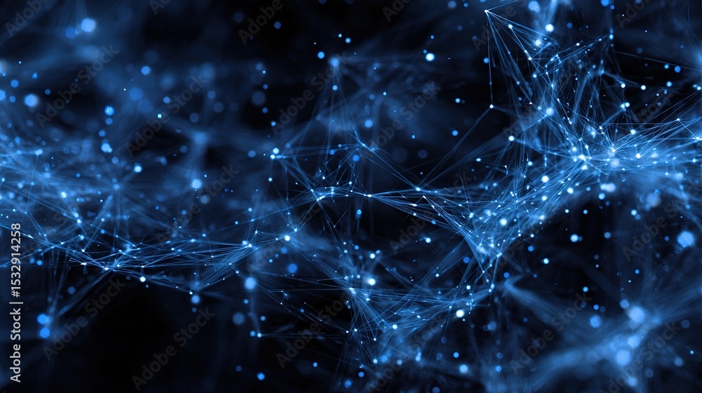 Aufkleber blue cosmic data web with glowing intersections and effects