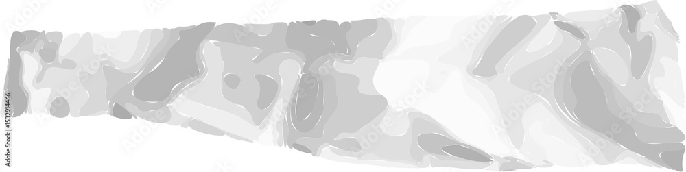Poster showing long torn paper strip with gray shading in flat style, floating on transparent background