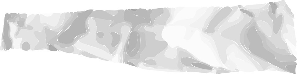 Showing long torn paper strip with gray shading in flat style, floating on transparent background