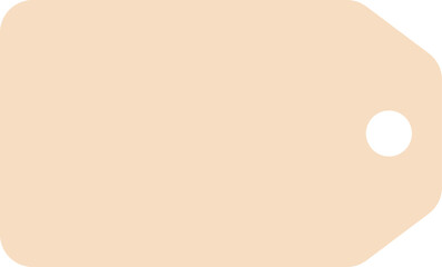 Blank beige price tag shape is floating with circular hole in flat design on transparent background
