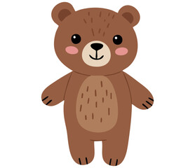 Cute cartoon vector illustration of a friendly brown bear standing. This charming character design offers a warm and gentle visual. Perfect for children's books, forest animal themes