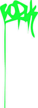 Fototapeta Displaying neon green graffiti tag on transparent backdrop showing angular letters, dripping paint