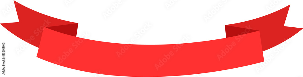 Poster ribbon banner is showing curved center and folded ends in flat style on transparent background