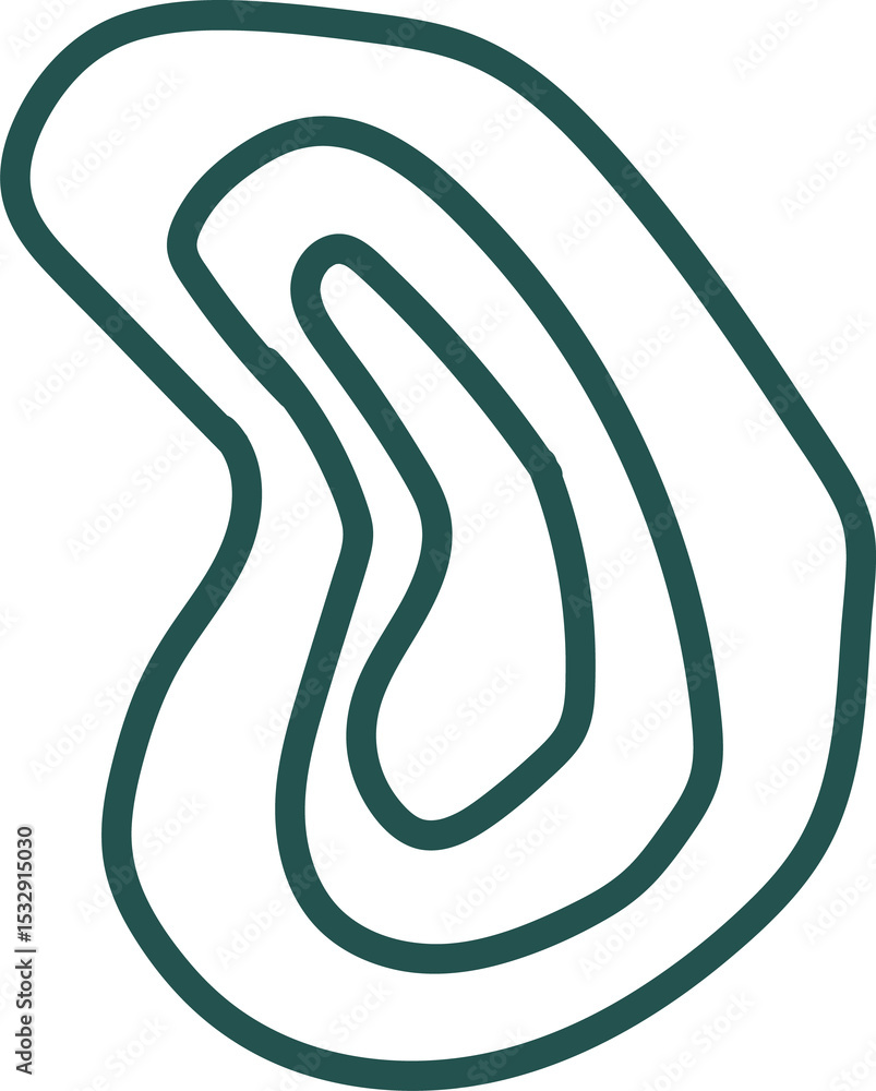 Poster abstract design is showing three nested wavy dark green loops in flat style, transparent background
