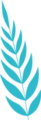 Stylized leaf branch floating on transparent background, showcasing turquoise botanical motif