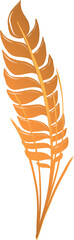 Stylized orange feather leaf is floating in vector with gradient shading on transparent background