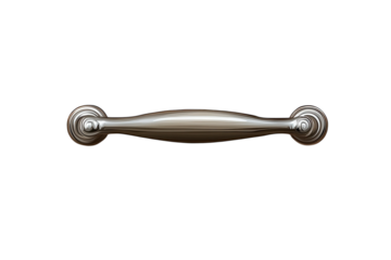 A sleek ornate silver handle gleaming with possibility hinting at undiscovered spaces and on transparent background