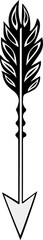 Stylized arrow is taking form as plant stem with leaf shapes on transparent background, flat design