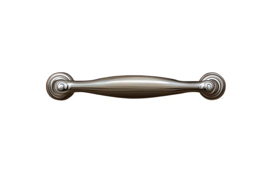A sleek ornate silver handle gleaming with possibility hinting at undiscovered spaces and on transparent background
