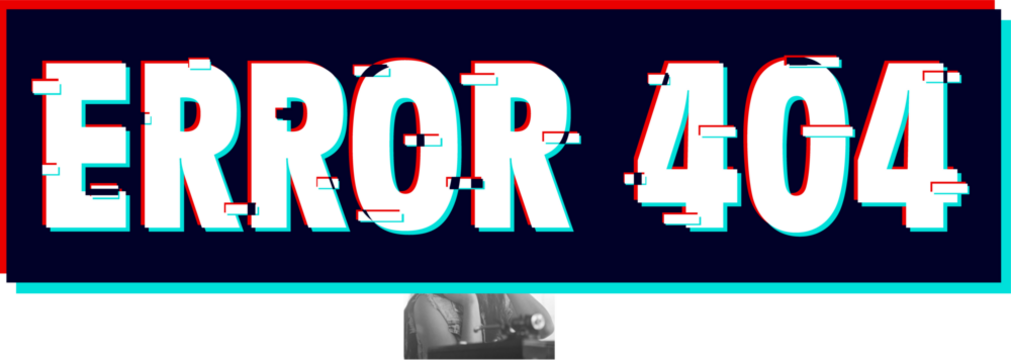 Displaying glitching ERROR 404 graphic on transparent background with offset red cyan shadows