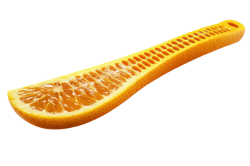 A surprisingly engineered orange slice reveals a curious pattern challenging our expectations on transparent background