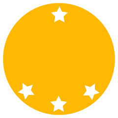 Fototapeta premium Golden-orange badge is floating in flat design, showing five white stars on transparent background
