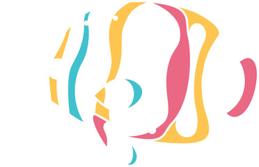 Displaying fish with white outline, tricolor stripes and spots on transparent background