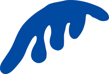 Abstract blue form is flowing as curved drip shapes in flat design on transparent background