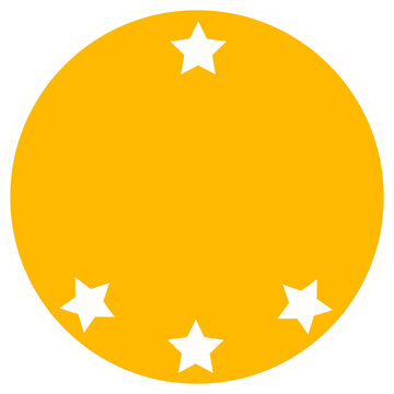Naklejki Golden-orange badge is floating in flat design, showing five white stars on transparent background