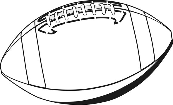 Fototapeta Line art of American football is floating on transparent backdrop with bold outlines and laces